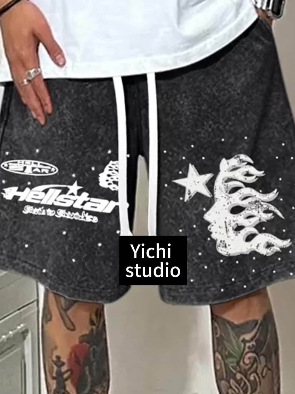 Hellstar Pattern, Washed 100% Cotton Men'S Shorts