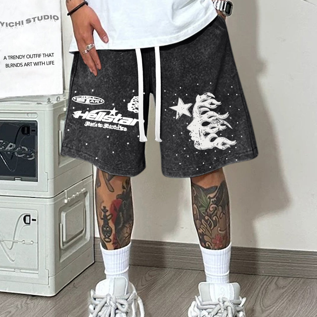 Hellstar Pattern, Washed 100% Cotton Men'S Shorts