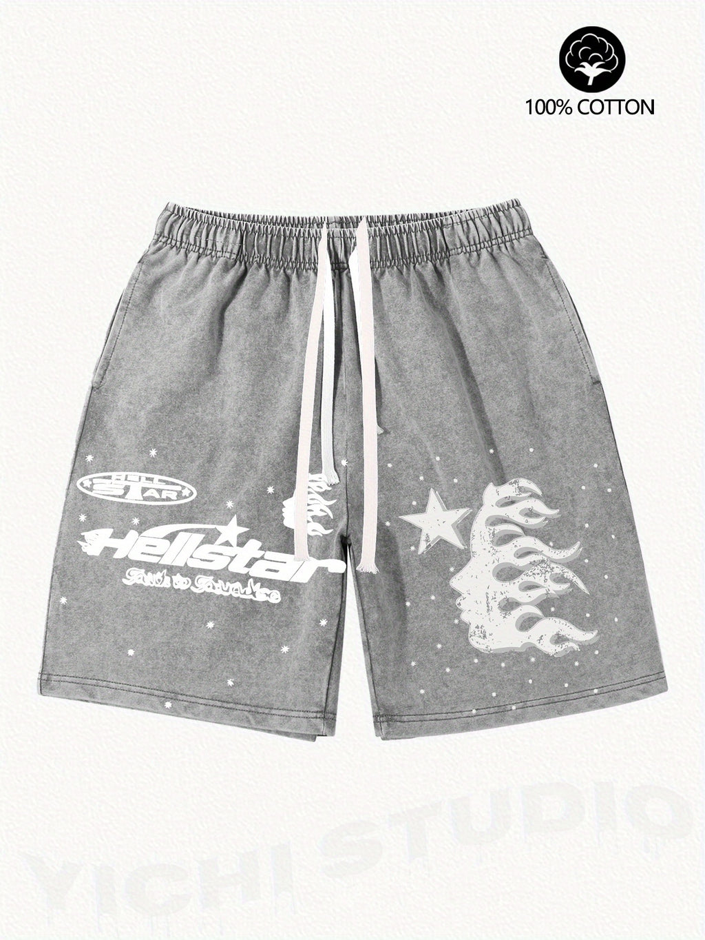 Hellstar Pattern, Washed 100% Cotton Men'S Shorts
