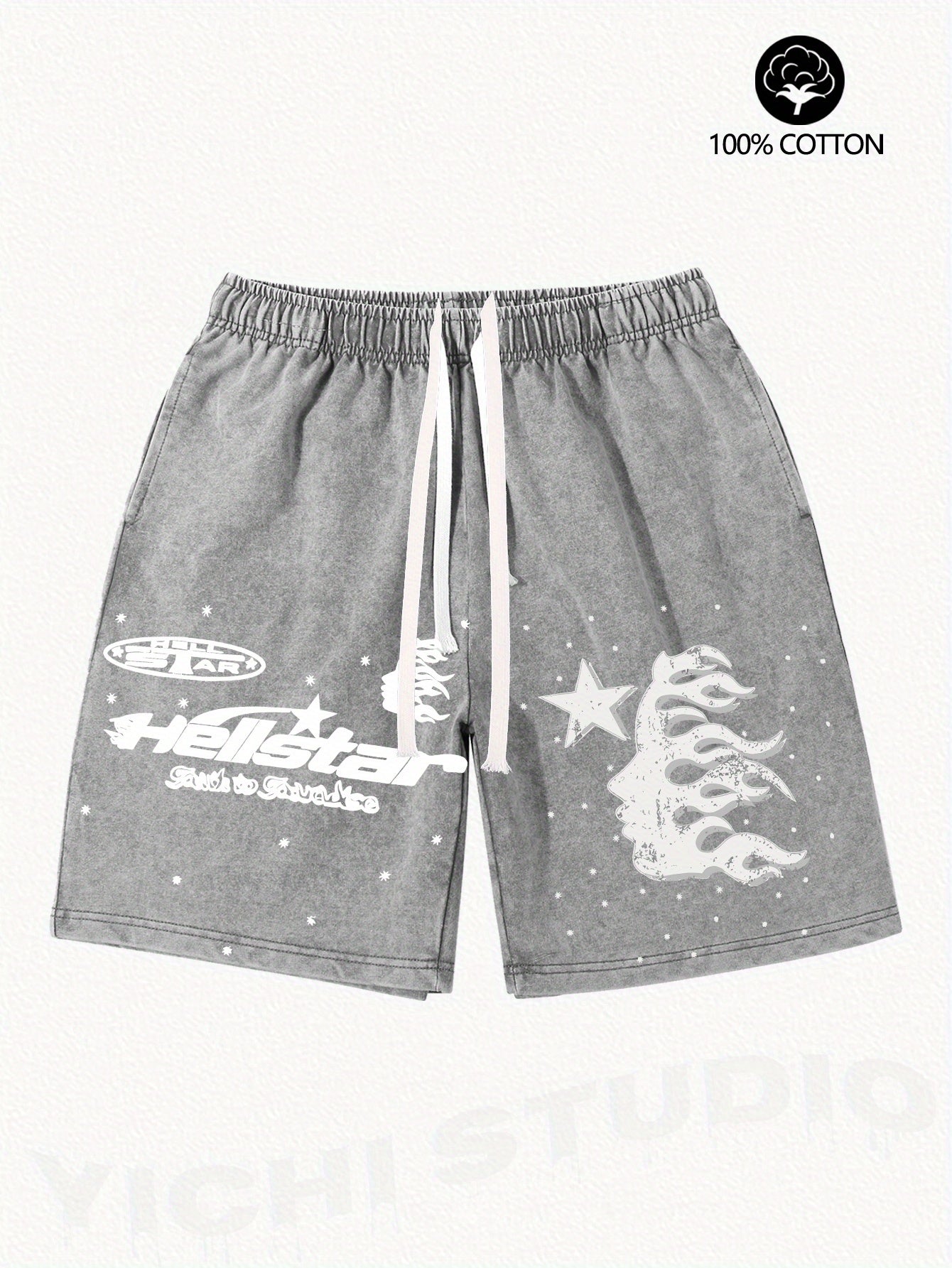 Hellstar Pattern, Washed 100% Cotton Men'S Shorts