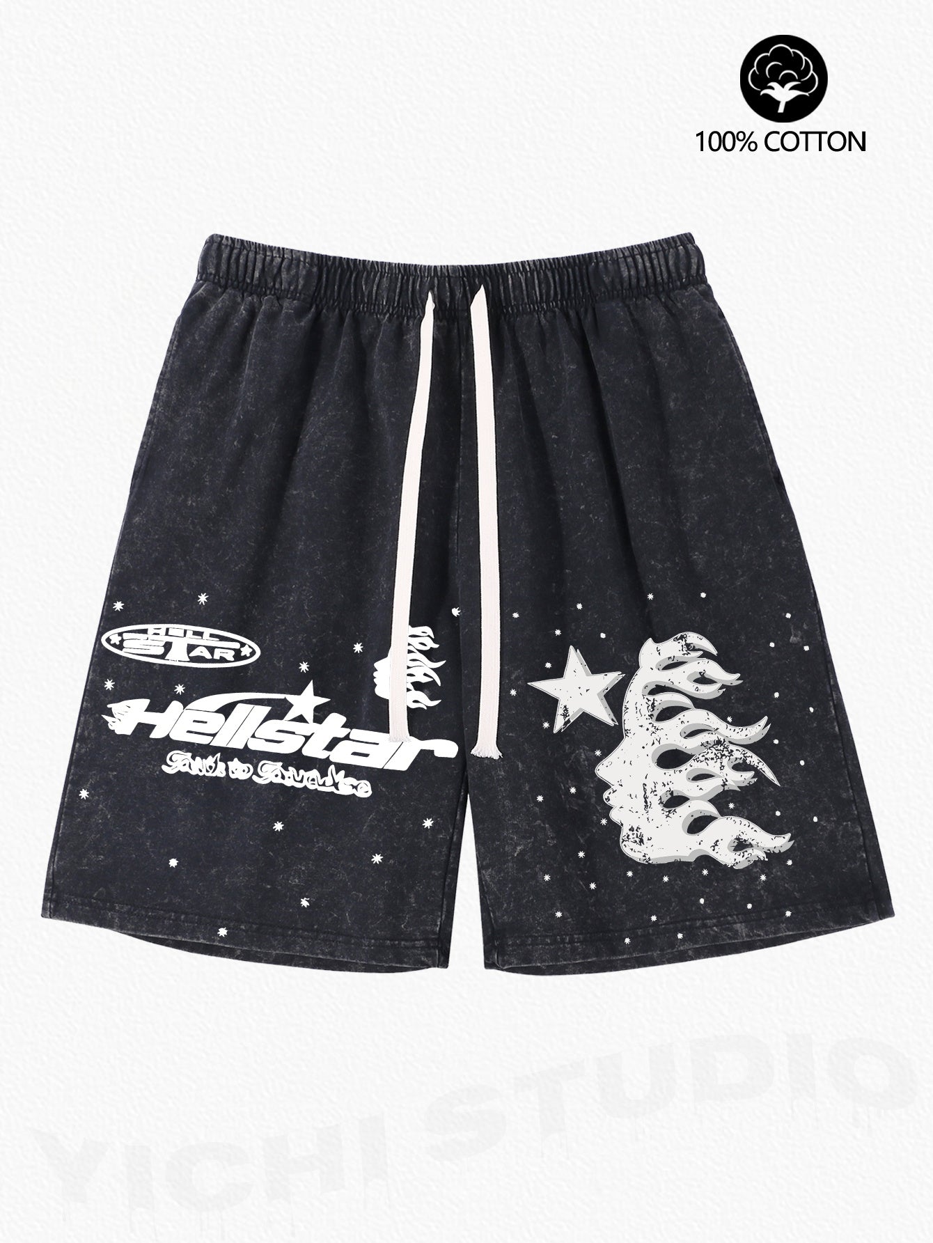 Hellstar Pattern, Washed 100% Cotton Men'S Shorts